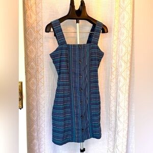 Roxy Women's Sweeter Dreams Pure Cotton Short Dress Teal/Navy Stripes small